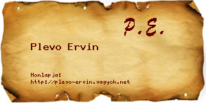 Plevo Ervin névjegykártya